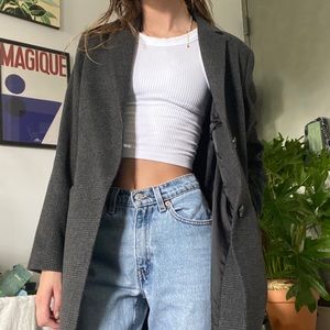UNIQLO light but warm grey tartan coat